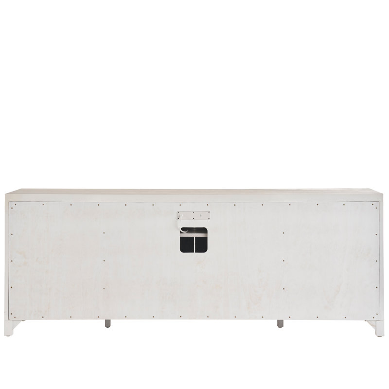 White and Seagrass 85'' Coastal Credenza