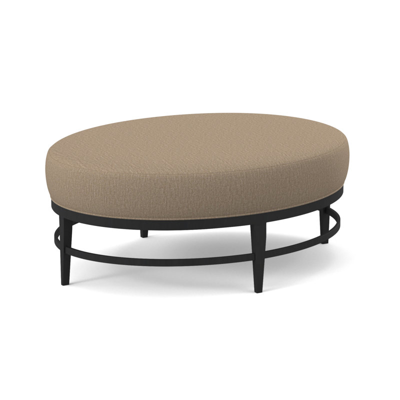 Elliptic Boucle and Velvet Ottoman, Margaret Tangelo Polyester Blend, Espresso