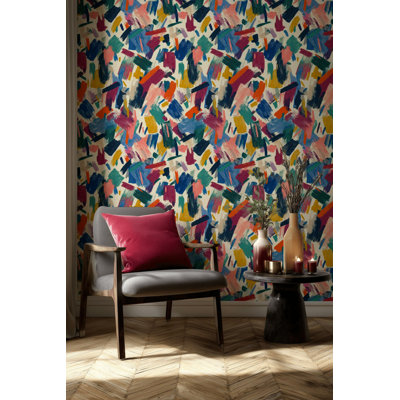 Abstract Brushstroke Wallpaper Colorful Peel And Stick Modern Wall Mural