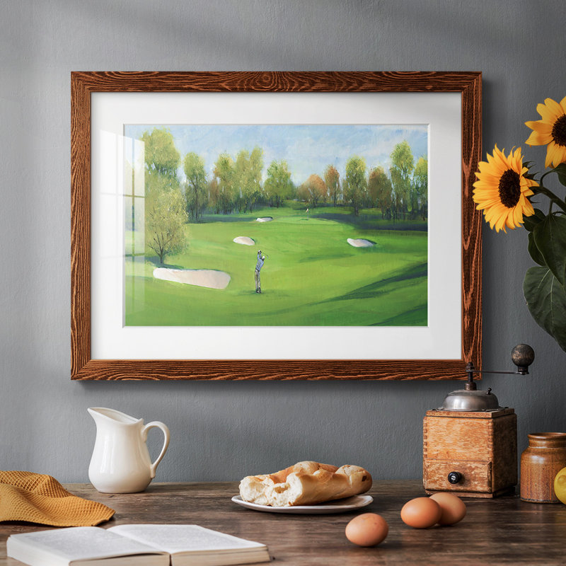 Fairway Shot II - reproduction encadrée rustique avec tableau mat, H 26 po x l 38 po, Érable