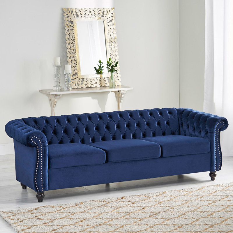 Canapé Chesterfield Sione, Midnight Blue 100% Polyester 1