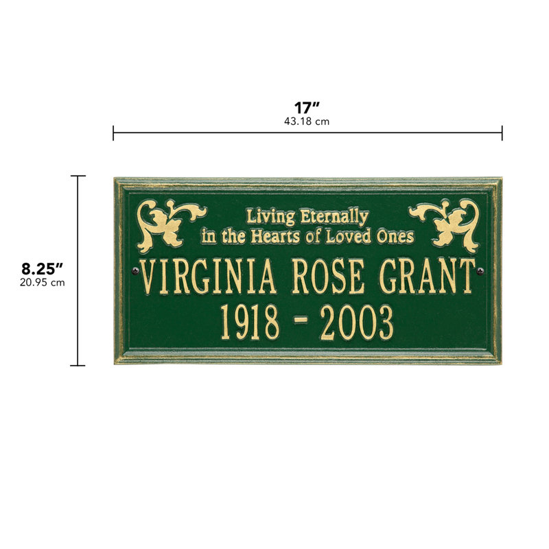Wilmington 'Living Eternally' Memorial Plaque, Yes, Green/Gold