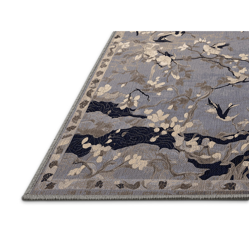 Machine Washable Gray Area Rug, Rectangle 4' x 6'