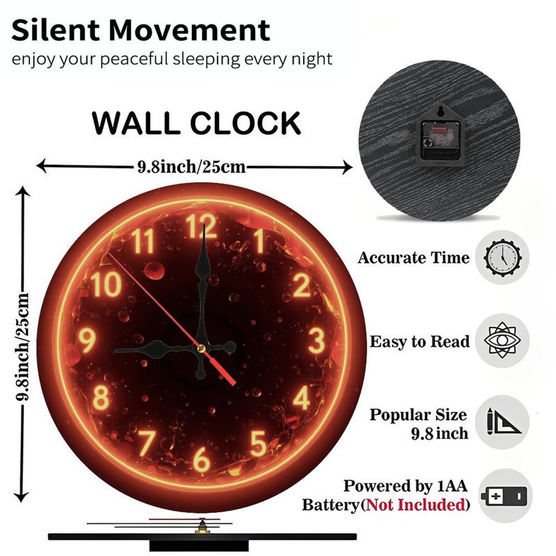 Horloge lumineuse sur fond ardent