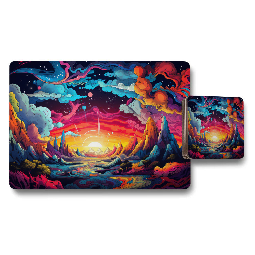 Vibrant Galactic Landscape Placemat And Coaster Set