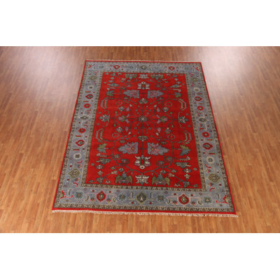 Handmade Red Traditional Indian Area Rug 9x12