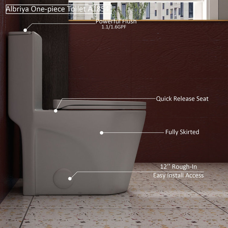 Modern One Piece Toilet,Elongated Toilet Power Dual Flush 1.1/1.6 GPF,Comfortable Seat ADA Height