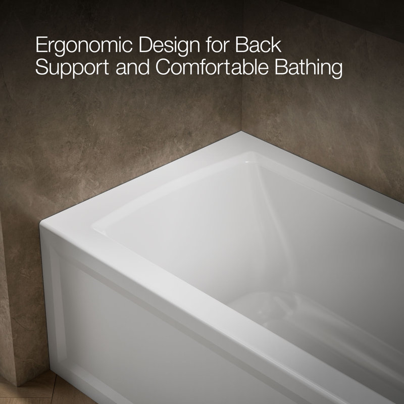 Archer® Alcove Bath with Bask Heated Surface, Integral Apron, Tile Flange, White, Right