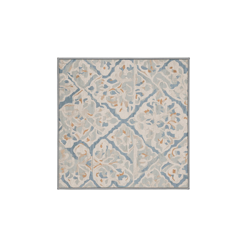 Machine Washable Gray Area Rug, Square 7'