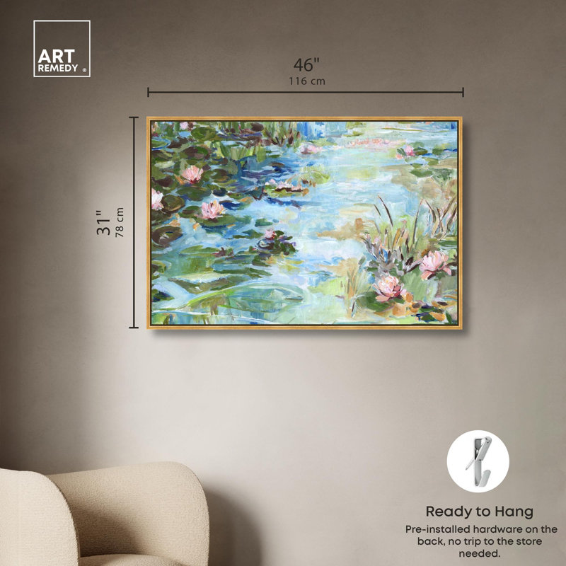 "Reflections in Bloom", impression murale sur toile par Art Remedy, cadre doré, 45 x 30, H 31 po x l 46 po, Cadre doré