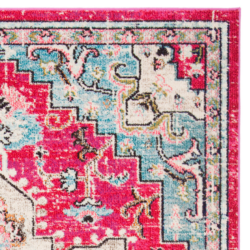 Tapis fuchsia / bleu Felty, Carré 9 pi