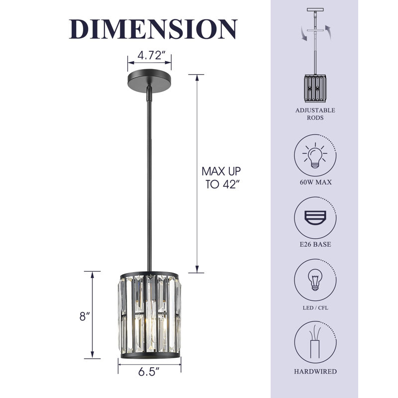 Jhavori 1 - Light Cylinder Pendant, Black