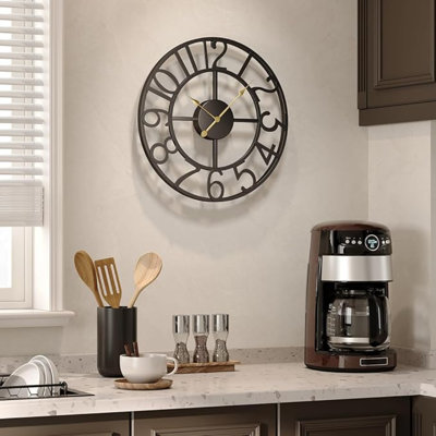 Horloge murale noire pour salon