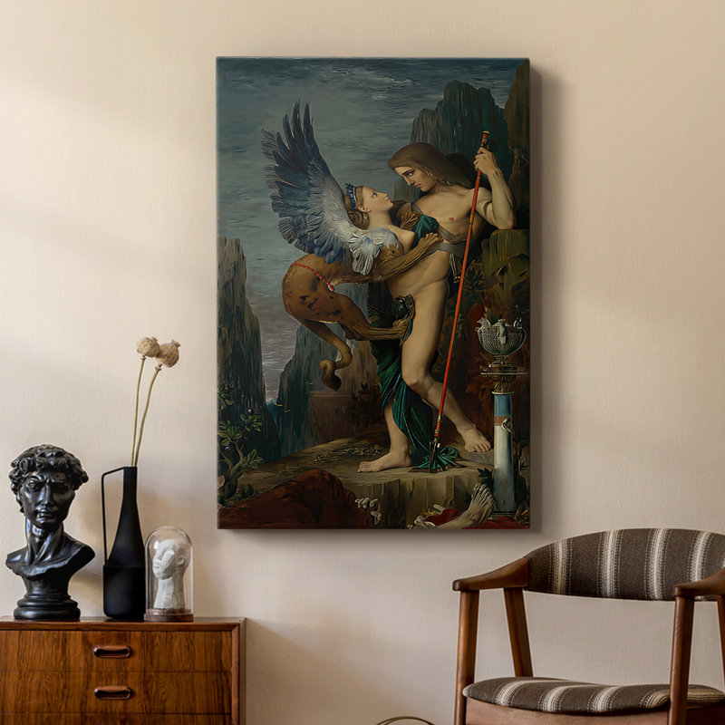 Œdipe et le sphinx - toile tendue par Gustave Moreau, 18 x 27