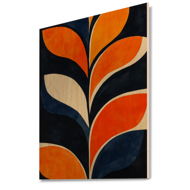 Motif de feuilles au coucher du soleil - Décoration murale en bois à feuillage, H 32 po x l 24 po, Rectangulaire