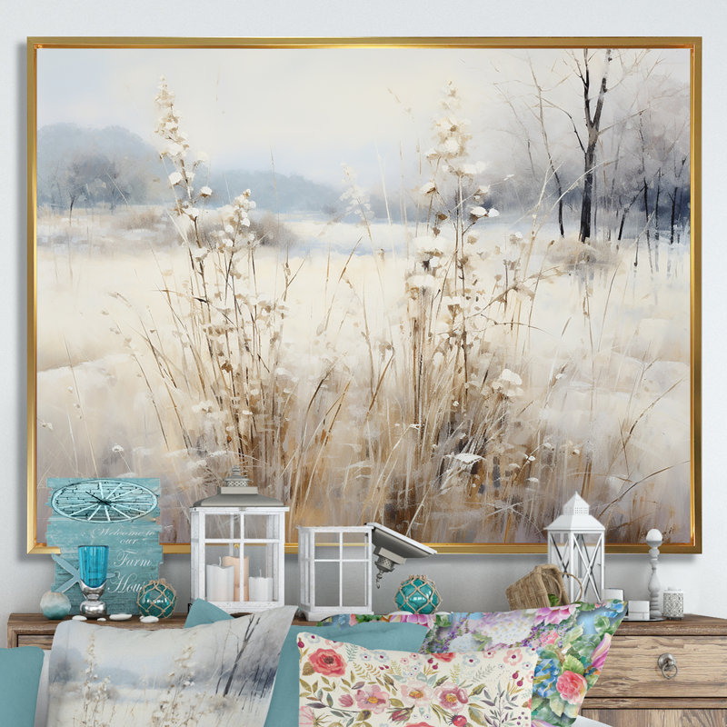 «Winter Meadow View calmness I», reproduction sur toile, H 40 po x l 30 po x P 1,5 po, Cadre flottant doré