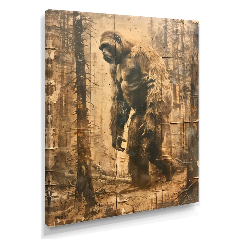 Art mural brun et mystérieux Bigfoot II - Bigfoot, Toile tendue, H 32 po x l 24 po x P 1 po