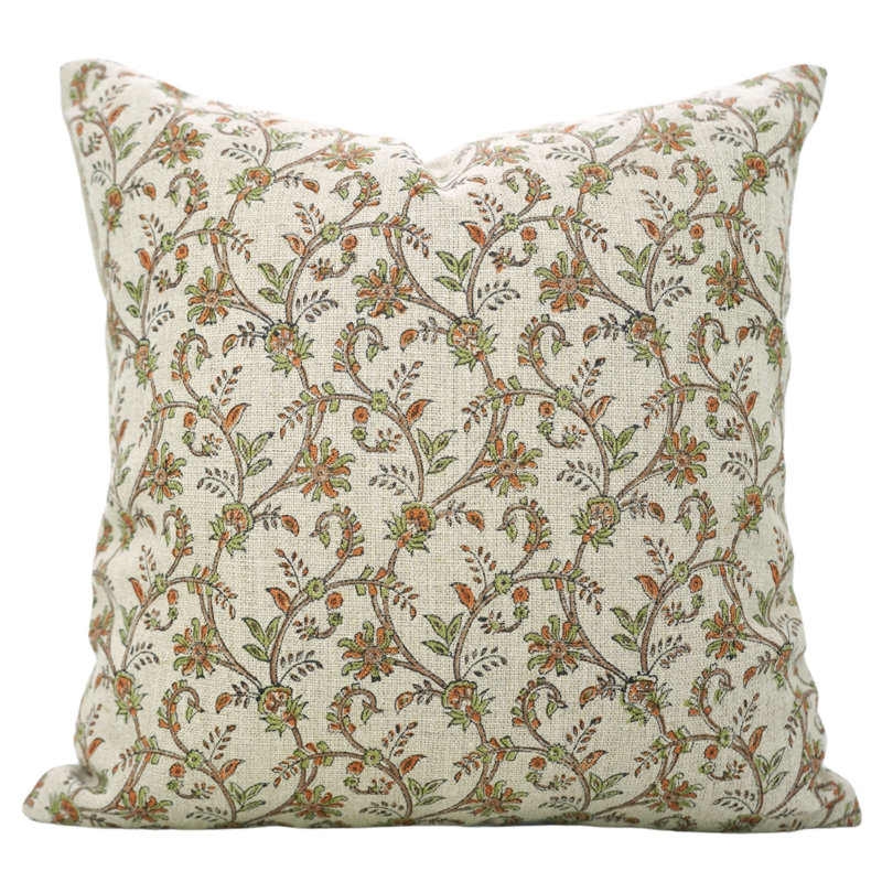 Housse de coussin Fabividine, printemps / été, Varanasi, Carré, Orange, H 26 po x l 26 po