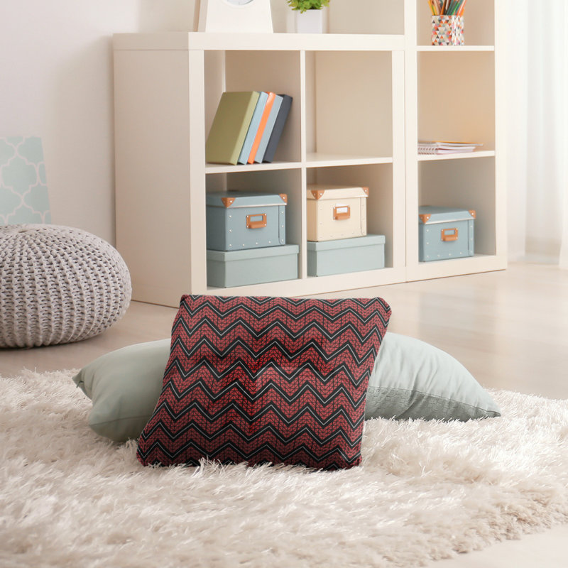 Coussin Rhonda Cheval, 30 po x 30 po, Rouge / noir