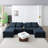 130"  U-Shaped Sofa With Console,Cupholders,6-Seat Upholstered Primary Living Space Furniture,Sleeper Couch Set With Chaise-459855187