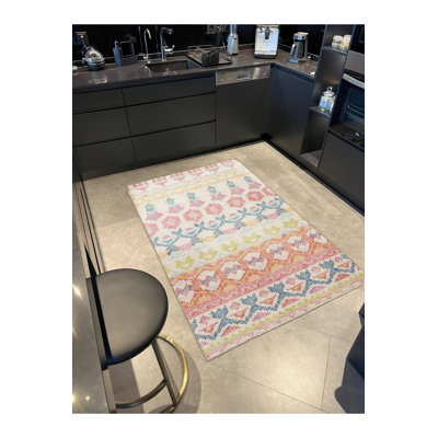 Multi Color Mixed Geometric Shape Pattern Modern Decorative Machine Washable Area Rug