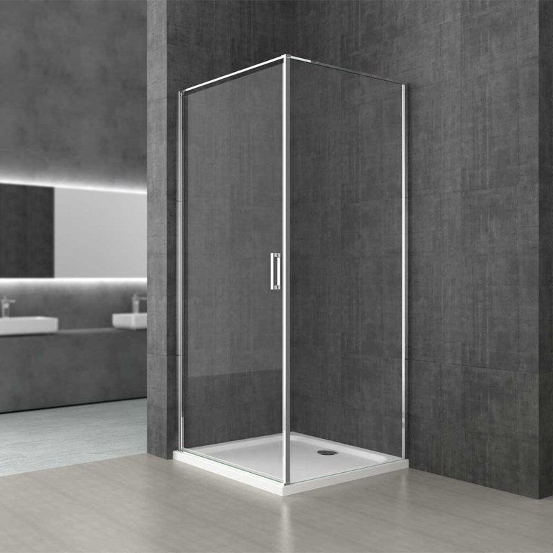 1000 x 800mm Corner Shower Enclosure Cubicle - Pivot Door Right Hand Side Handle, Right