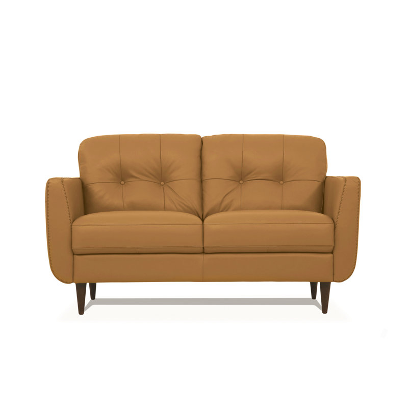 Causeuse en cuir camel (assemblée)