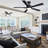 52" Modern Dimmable Black Ceiling Fan with LED Light and Remote, 6-Speed Quiet DC Motor  for Living Room-1904459921