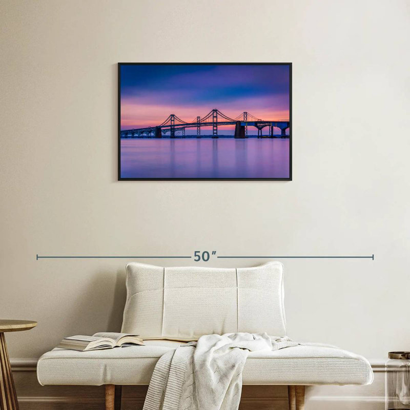 Majestic Chesapeake Bay Bridge, Cadre flottant noir, 31 po x 21 po