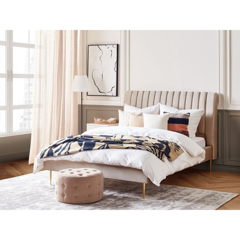 Caroline Upholstered Bed, Beige, Double (4'6)