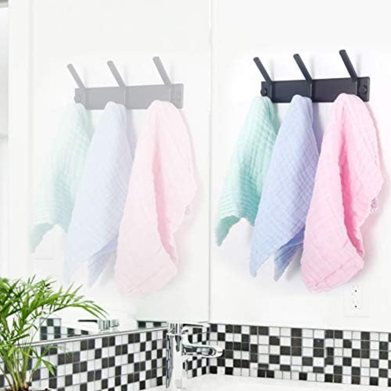 Porte-manteau mural, 5 crochets pour suspendre les manteaux, porte-manteau double crochet en métal robuste, fixation murale pour vêtements et vestes d'entrée, noir, ensemble de 2