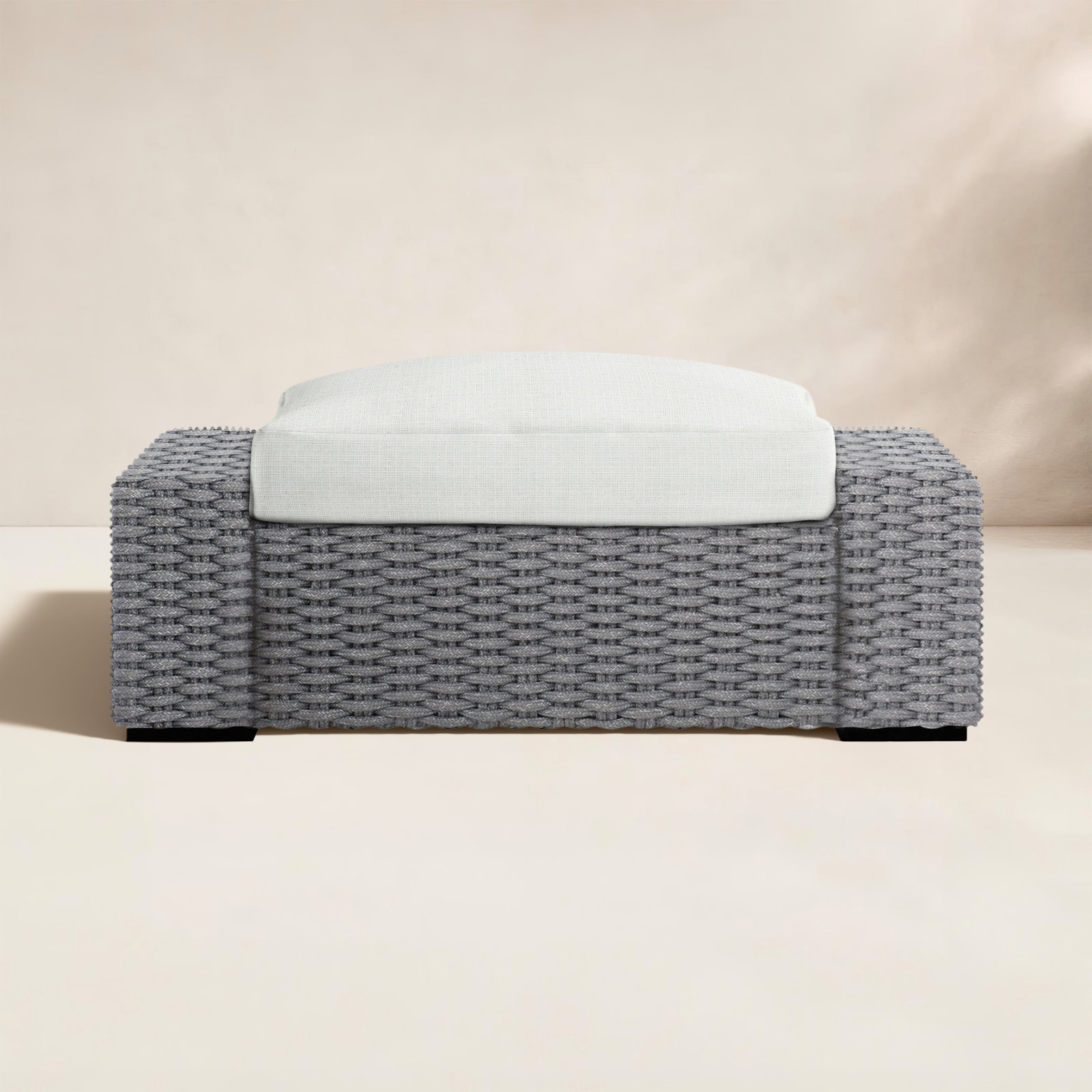 Bernhardt Capri Patio Ottoman, Cream Linen 6025-002
