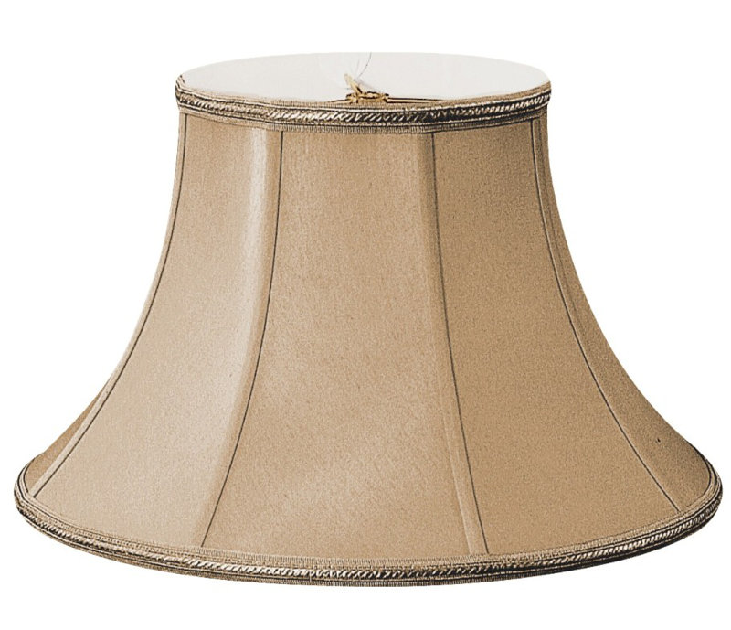 Abat-jour cloche en soie / shantung (araignée), Or antique / blanc cassé, H 8,75 po x l 12 x P 12