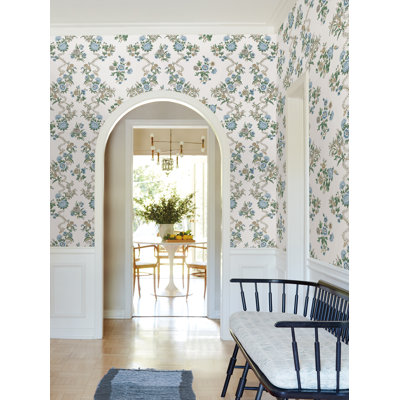 Genevieve Sapphire Floral Trail Wallpaper