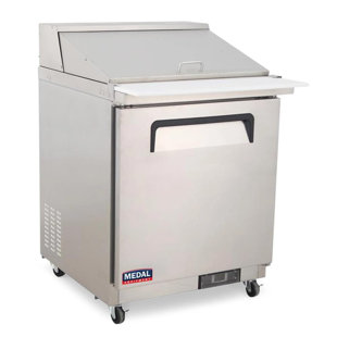 Table de préparation pour sandwich 29 po Medal Gear | 1 porte en acier inoxydable, capacité de 7 pieds cubes 12 casseroles | Nsf 33 ° f-41 ° f R290