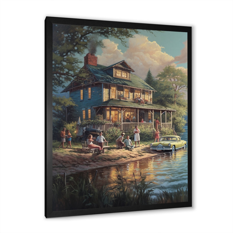 «Richae Summer Vaccation At The Cottage I», reproduction sur toile, Cadre photo noir, H 20 po x l 12 po x P 1 po