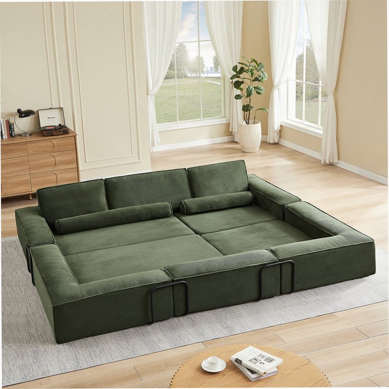 Modular Corduroy Boneless Sofa With Spacious Seating, Freely Configurable Design For Living Room And Family Play Areas.