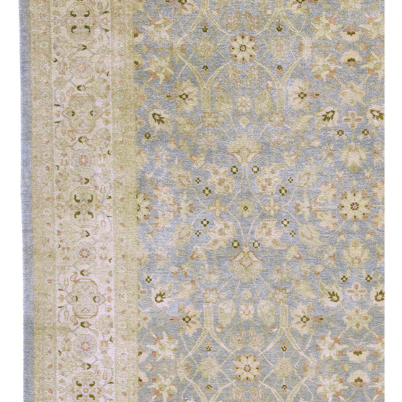 Wool Oriental Area Rug in Light Blue/Ivory, Rectangle 10' x 14'
