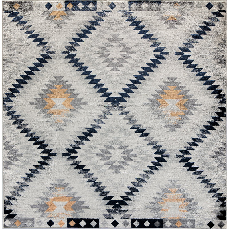 Bodrum Tribal Kilim Gold Area Rug, Square 6'