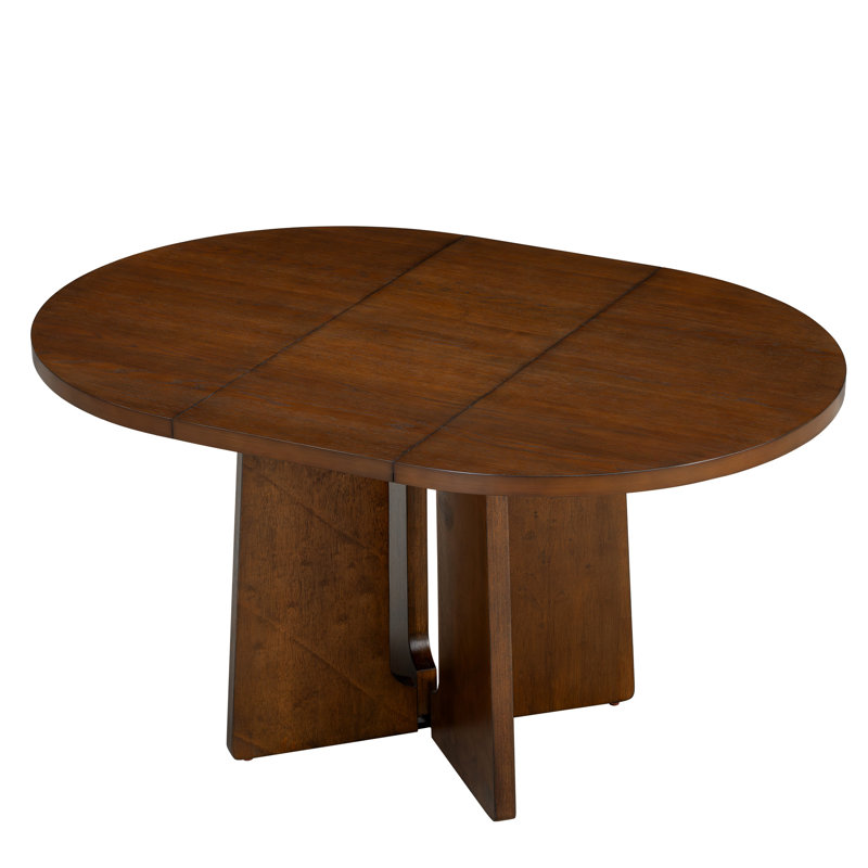 Table de salle à manger ronde en bois massif avec rallonge amovible de 16 pouces pour salle à manger et salon Topmax, Brun