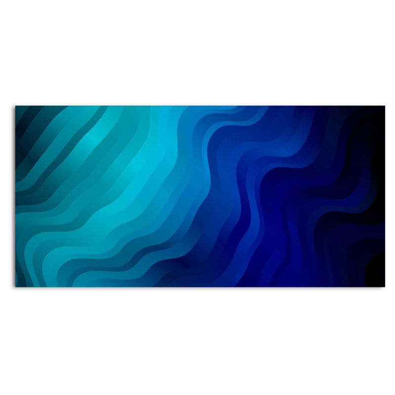 Abstraits vagues turquoise lapidées - impression sur toile, H 12 po x l 20 po x P 1 po, Toile tendue