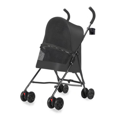 Pet Stroller For Small Dogs Cats With Mesh Ventilation, Lightweight Foldable Design, Cup Holder