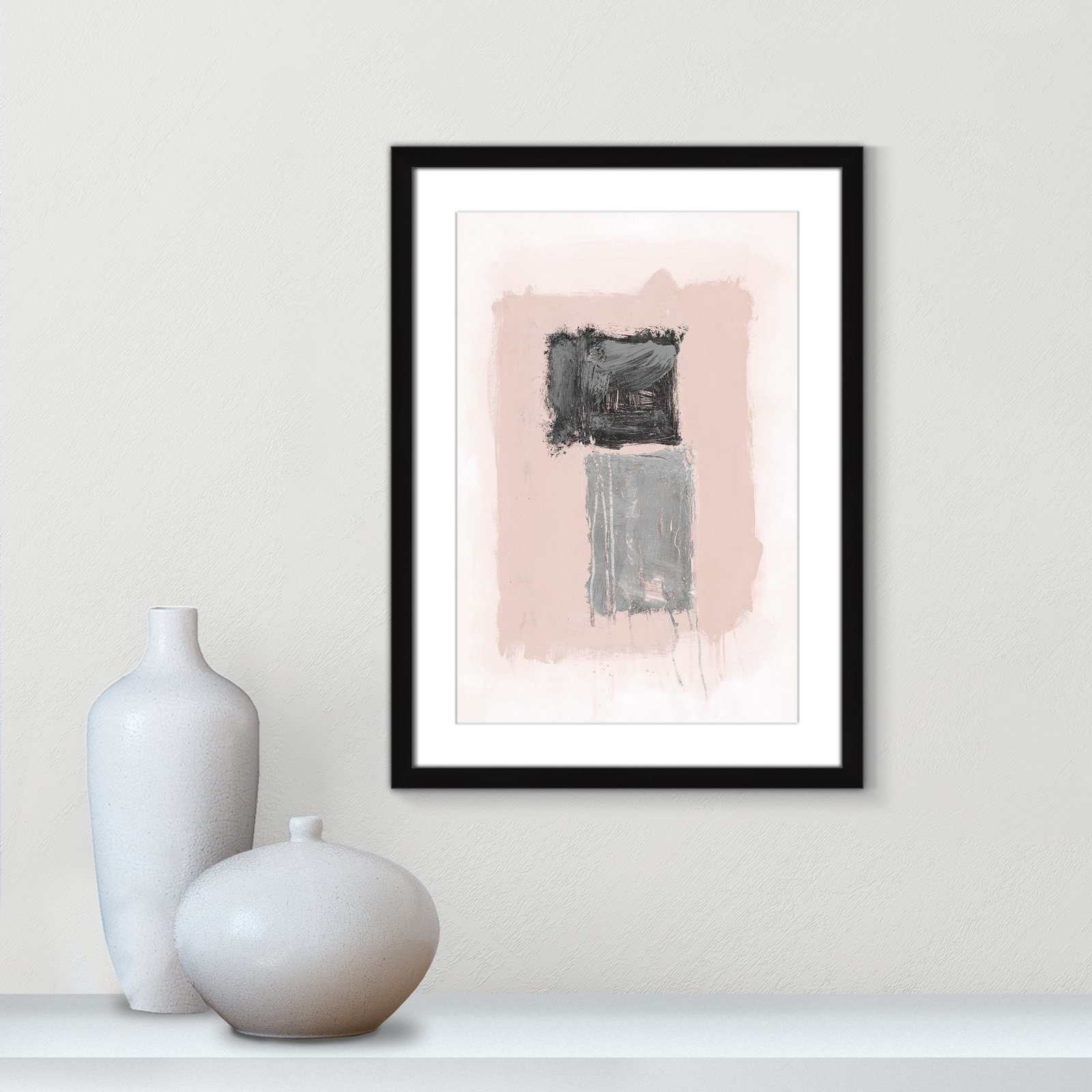 Pink, Black And Silver Shimmer II by Casa Fine Arts, Black Matted Picture Framed, 23" H x 17" W x 1.25" D