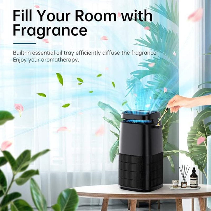 POMORON 4-In-1 Air Purifiers For Home, Air Ionizer Negative Ion Generator, Efficient HEPA Filter, UV, Remove 99.97% Particles Such As Pollen Smoke Pet Dander Air Cleaner For Bedroom, MJ002H,