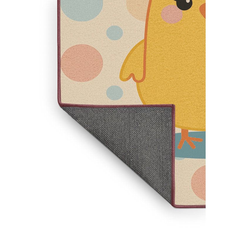 Soft Plush Feller Easter Modern & Contemporary Abstract Area Rug in Beige – Rose Binding, 2x3