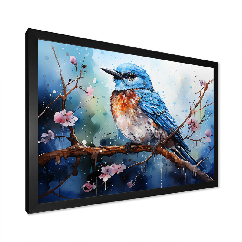 Oiseau aquarelle auras sur toile, H 12 po x l 20 po x P 1 po, Cadre simple blanc