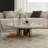 39"  Round Metal and Stone Coffee Table with Hemisphere Base, Modern Luxury Design