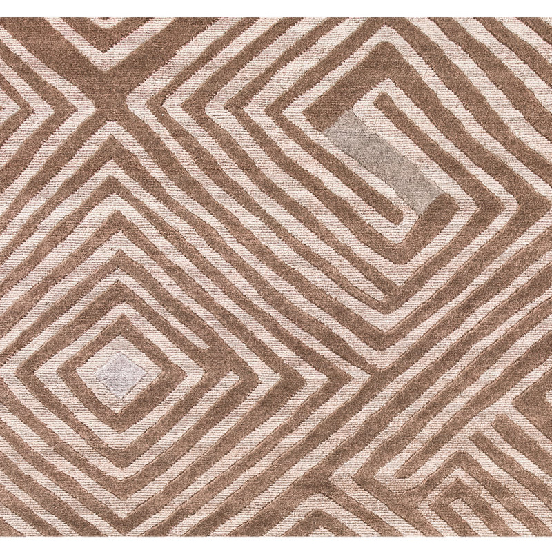 Hand Knotted Geometric Area Rug in Charcoal, Rectangle 9' x 12'