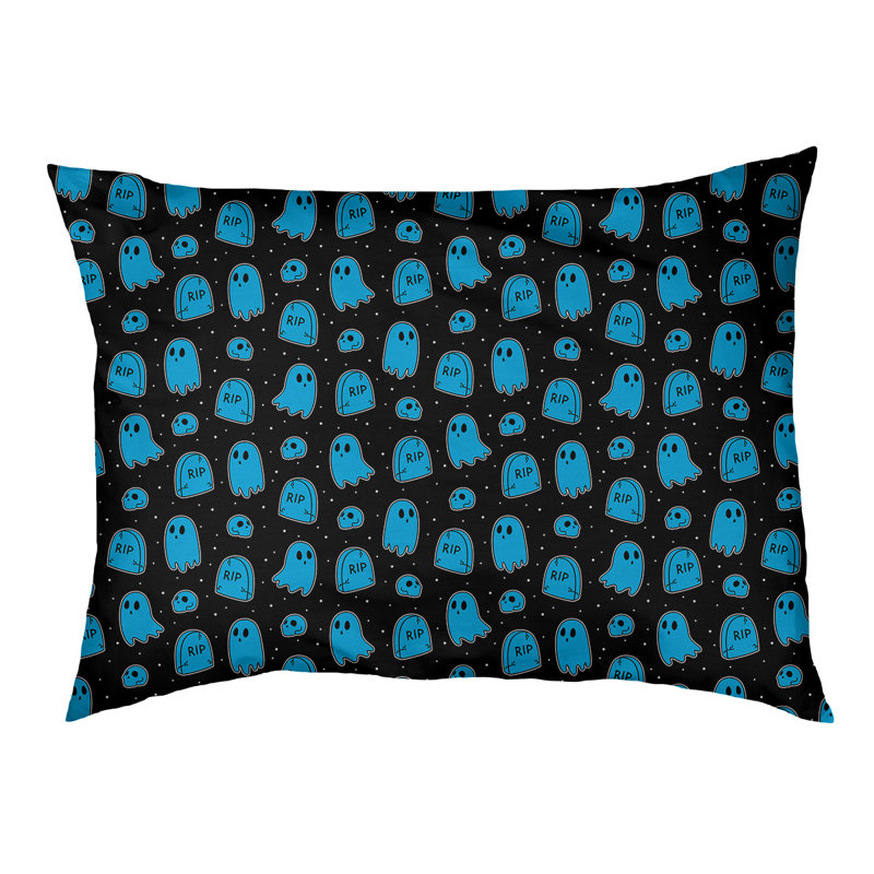Coussin décoratif pour chien à l’extérieur pastel Campion, Grand (l 42,5 po x P 32,5 po x H 14 po), Noir / bleu clair