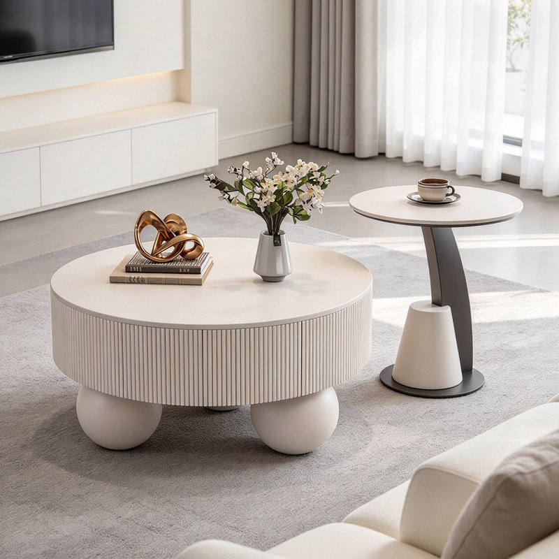 Table basse italienne de luxe légère italienne, White/Black, Solid